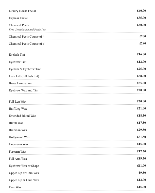 Price List 1