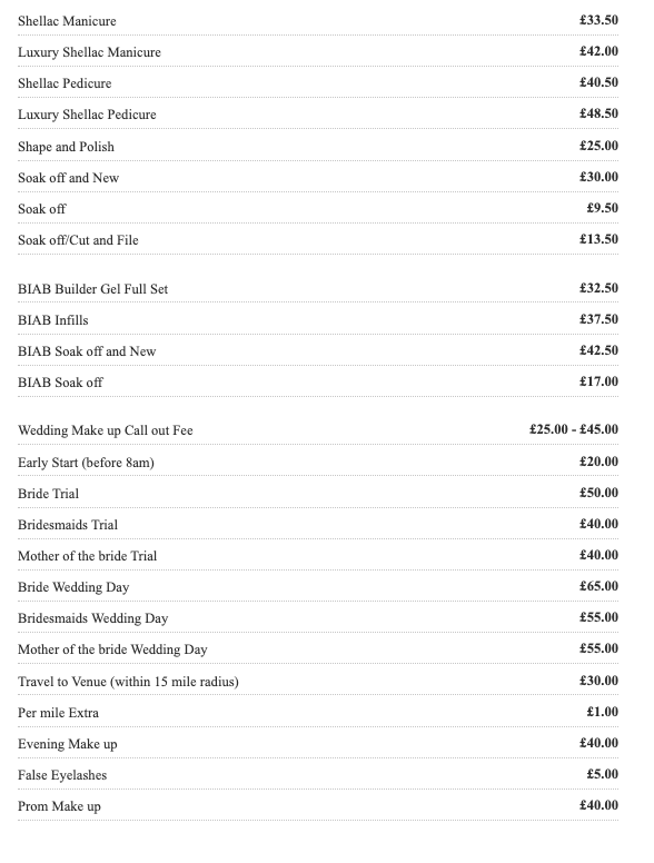Price List 3